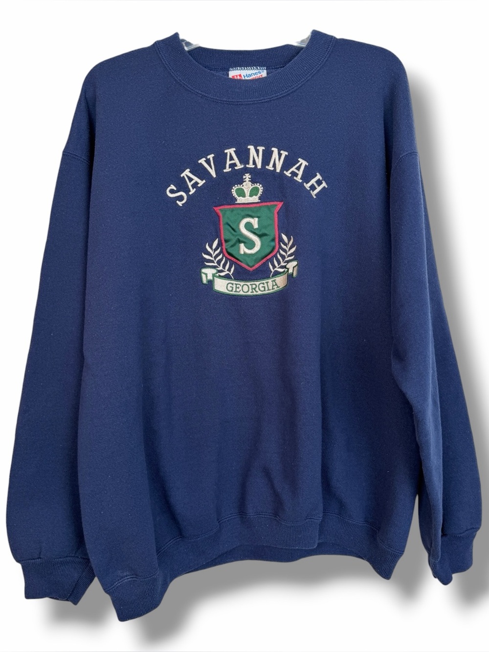 Hanes Heavyweight Cotton Navy Blue Vintage Savannah Georgia Crewneck Sweatshirt